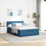 Casa si Gradina - Mobilier - Paturi si accesorii - Paturi - Cadru de pat otoman cu saltea Albastru inchis 140x190cm catifea - Infinity.ro