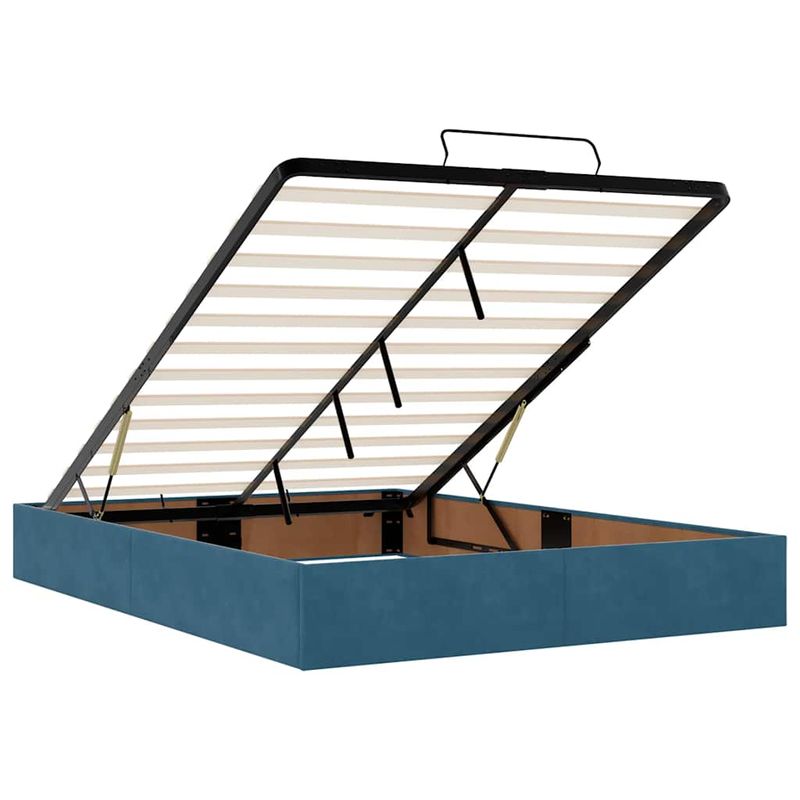 Casa si Gradina - Mobilier - Paturi si accesorii - Paturi - Cadru de pat otoman cu saltea Albastru inchis 140x190cm catifea - Infinity.ro