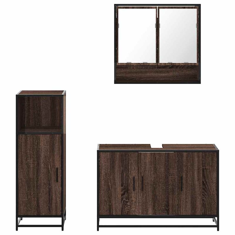 Casa si Gradina - Mobilier - Seturi de mobilier - Seturi baie - Set mobilier de baie, 3 piese, stejar maro, lemn prelucrat - Infinity.ro