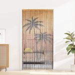 Casa si Gradina - Textile si covoare - Perdele si draperii - Perdele - Perdele usa cu insecte imprimeu palmieri 100x200 cm bambus - Infinity.ro
