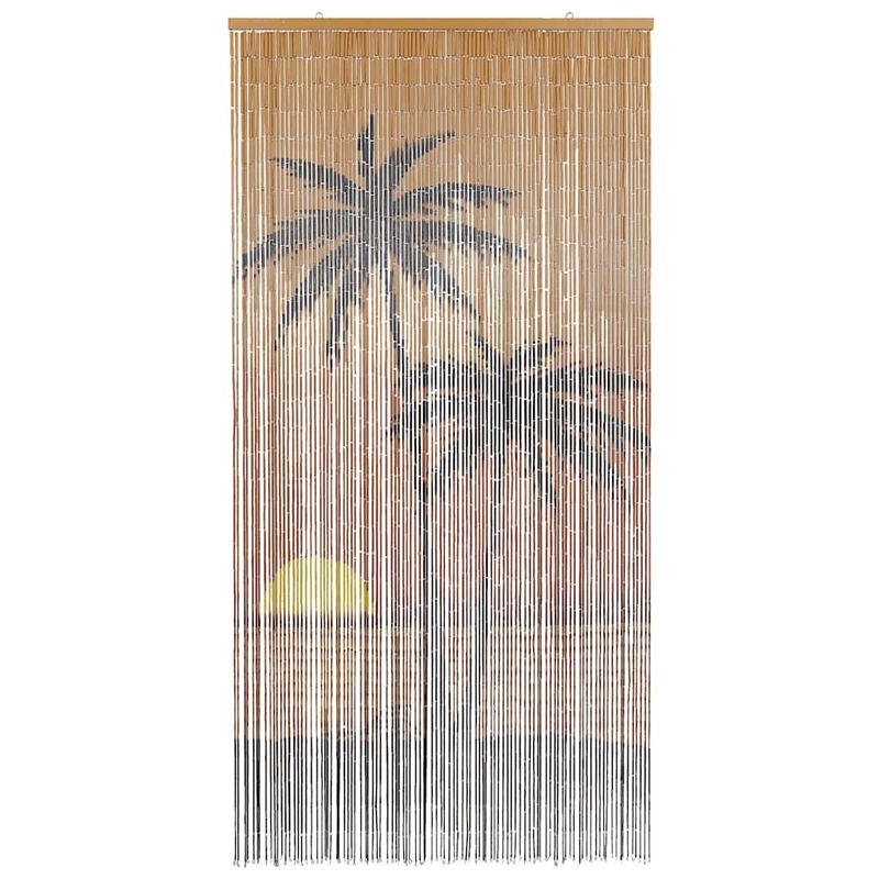 Casa si Gradina - Textile si covoare - Perdele si draperii - Perdele - Perdele usa cu insecte imprimeu palmieri 100x200 cm bambus - Infinity.ro