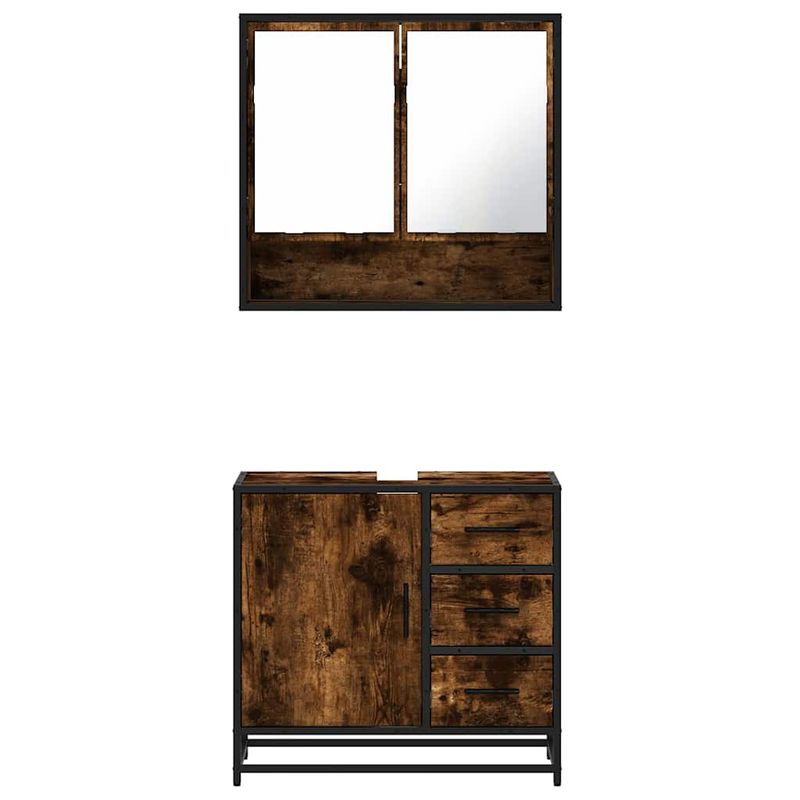 Casa si Gradina - Mobilier - Seturi de mobilier - Seturi baie - Set mobilier de baie, 2 piese, stejar fumuriu, lemn prelucrat - Infinity.ro