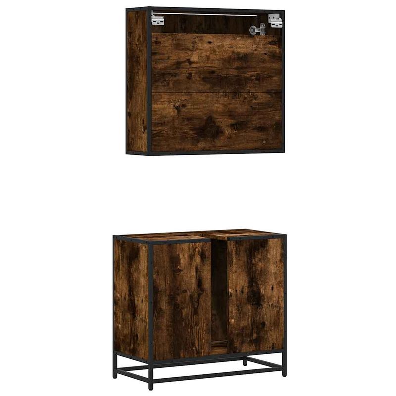 Casa si Gradina - Mobilier - Seturi de mobilier - Seturi baie - Set mobilier de baie, 2 piese, stejar fumuriu, lemn prelucrat - Infinity.ro