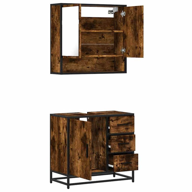 Casa si Gradina - Mobilier - Seturi de mobilier - Seturi baie - Set mobilier de baie, 2 piese, stejar fumuriu, lemn prelucrat - Infinity.ro