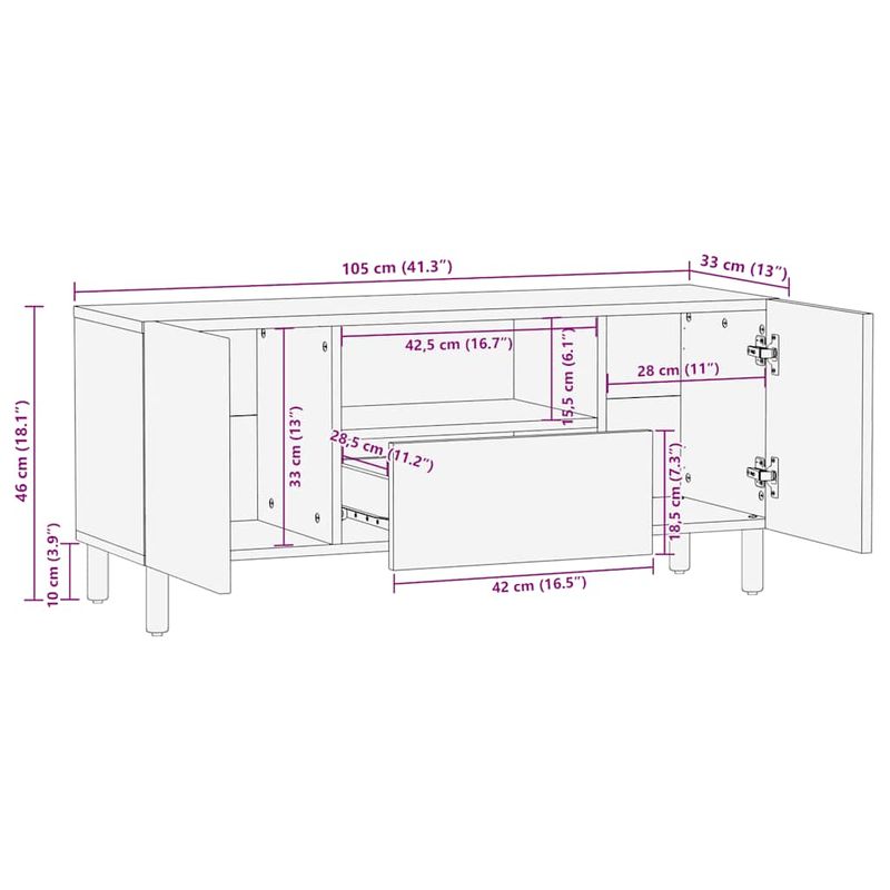 Casa si Gradina - Mobilier - Dulapuri si sifoniere - Dulapuri - Dulap TV maro 105x33x46 cm lemn masiv de mango - Infinity.ro