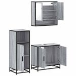 Casa si Gradina - Mobilier - Seturi de mobilier - Seturi baie - Set mobilier de baie, 3 piese, gri sonoma, lemn prelucrat - Infinity.ro