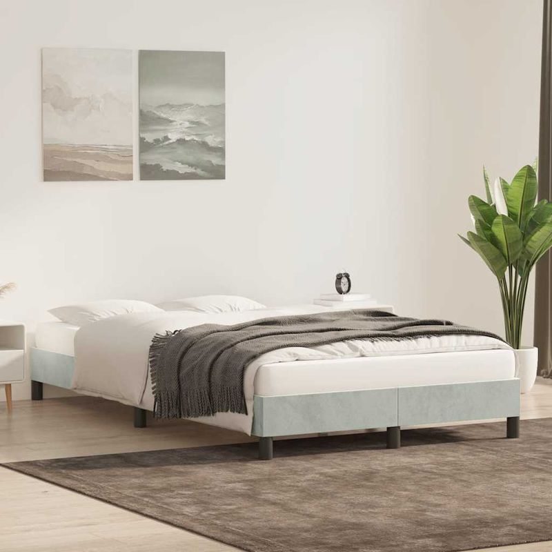 Casa si Gradina - Mobilier - Paturi si accesorii - Paturi - Cadru de pat fara saltea, gri deschis, 80x220 cm, catifea - Infinity.ro