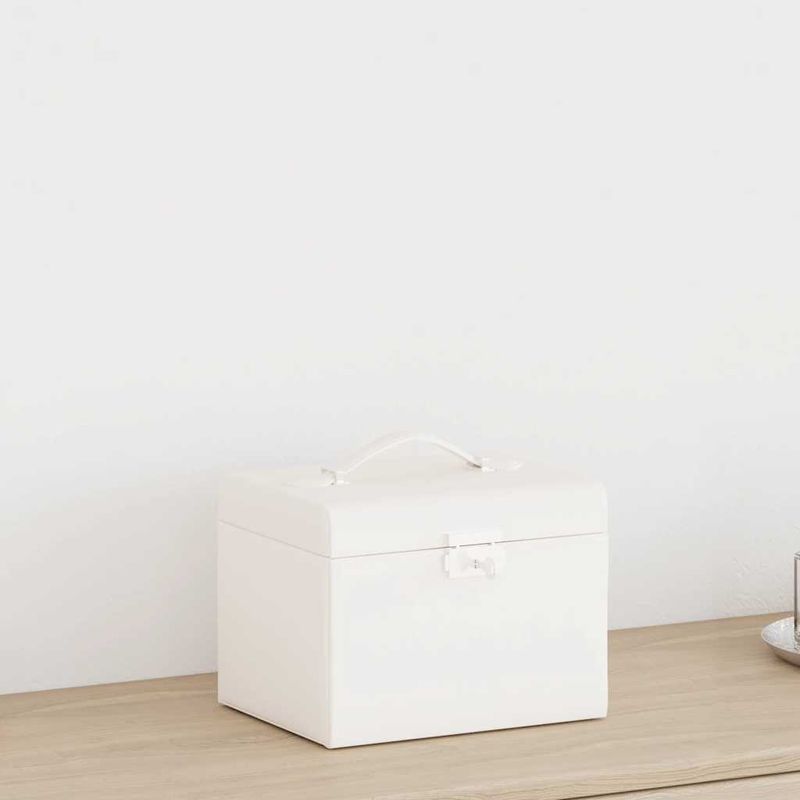 Casa si Gradina - Sanitare - Suporturi si accesorii baie - Accesorii baie - Cutie de bijuterii cu 4 straturi cu oglinda incuiata alba - Infinity.ro