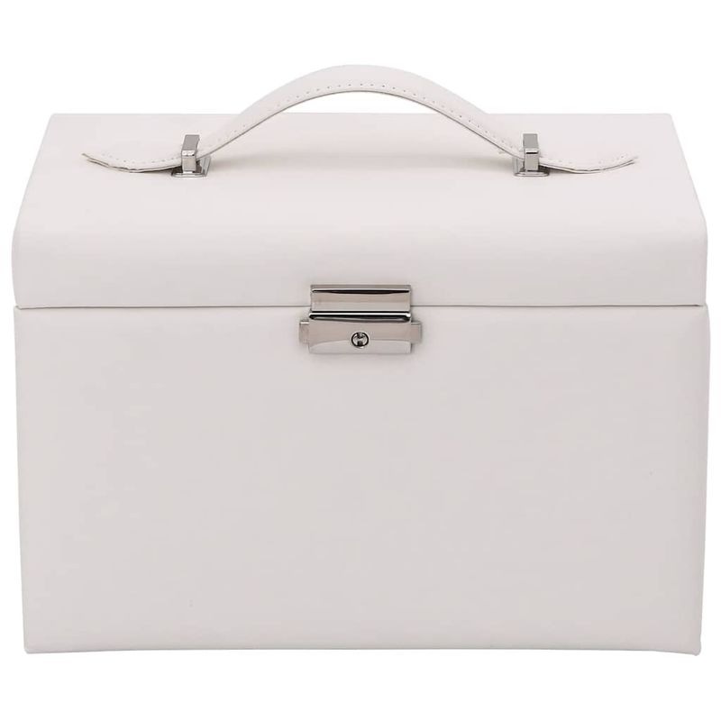 Casa si Gradina - Sanitare - Suporturi si accesorii baie - Accesorii baie - Cutie de bijuterii cu 4 straturi cu oglinda incuiata alba - Infinity.ro