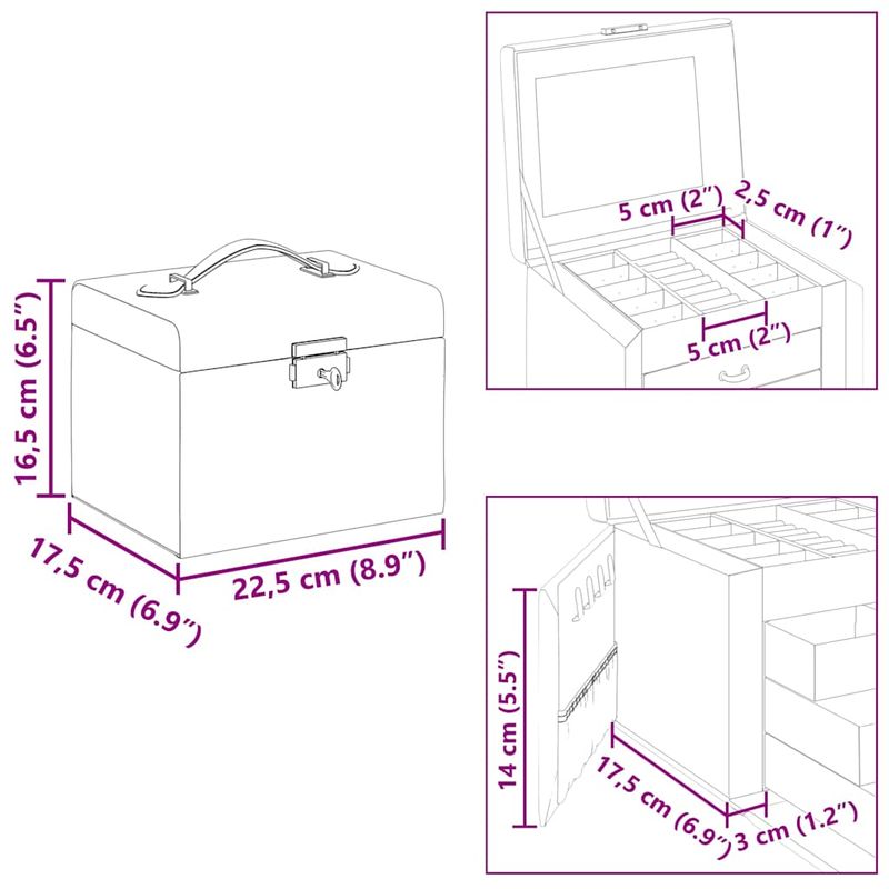 Casa si Gradina - Sanitare - Suporturi si accesorii baie - Accesorii baie - Cutie de bijuterii cu 4 straturi cu oglinda incuiata alba - Infinity.ro