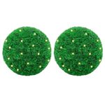 Casa si Gradina - Decoratiuni - Obiecte decorative - Plante artificiale - Mingi artificiale din lemn de cimis cu lumini LED 2 buc Verde - Infinity.ro