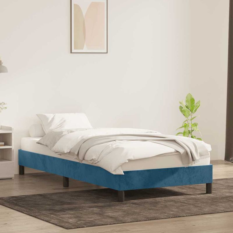 Casa si Gradina - Mobilier - Paturi si accesorii - Paturi - Cadru de pat fara saltea, albastru inchis, 100x210 cm, catifea - Infinity.ro