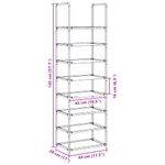 Casa si Gradina - Mobilier - Organizare si depozitare - Organizator incaltaminte - Suport pantofi 8 niveluri, negru, 44x28x145 cm, tesatura netesa - Infinity.ro