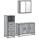 Casa si Gradina - Mobilier - Seturi de mobilier - Seturi baie - Set mobilier de baie, 3 piese, gri sonoma, lemn prelucrat - Infinity.ro