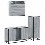 Casa si Gradina - Mobilier - Seturi de mobilier - Seturi baie - Set mobilier de baie, 3 piese, gri sonoma, lemn prelucrat - Infinity.ro