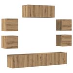 Casa si Gradina - Mobilier - Seturi de mobilier - Seturi living - Set dulap TV 7 piese montat pe perete Stejar artizanal - Infinity.ro
