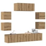 Casa si Gradina - Mobilier - Seturi de mobilier - Seturi living - Set dulap TV 7 piese montat pe perete Stejar artizanal - Infinity.ro