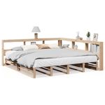Casa si Gradina - Mobilier - Paturi si accesorii - Paturi - Pat cu biblioteca fara saltea, 180x200 cm, lemn masiv de pin - Infinity.ro