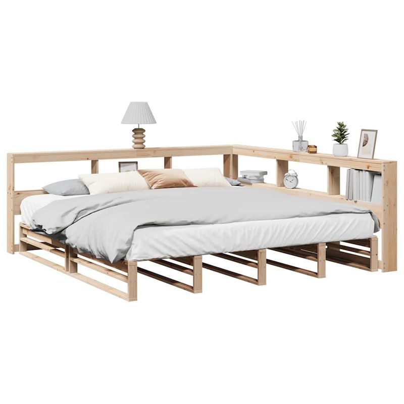 Casa si Gradina - Mobilier - Paturi si accesorii - Paturi - Pat cu biblioteca fara saltea, 180x200 cm, lemn masiv de pin - Infinity.ro