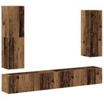 Casa si Gradina - Mobilier - Seturi de mobilier - Seturi living - Set dulap TV 4 piese montat pe perete lemn vechi lemn prelucrat - Infinity.ro