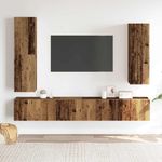 Casa si Gradina - Mobilier - Seturi de mobilier - Seturi living - Set dulap TV 4 piese montat pe perete lemn vechi lemn prelucrat - Infinity.ro