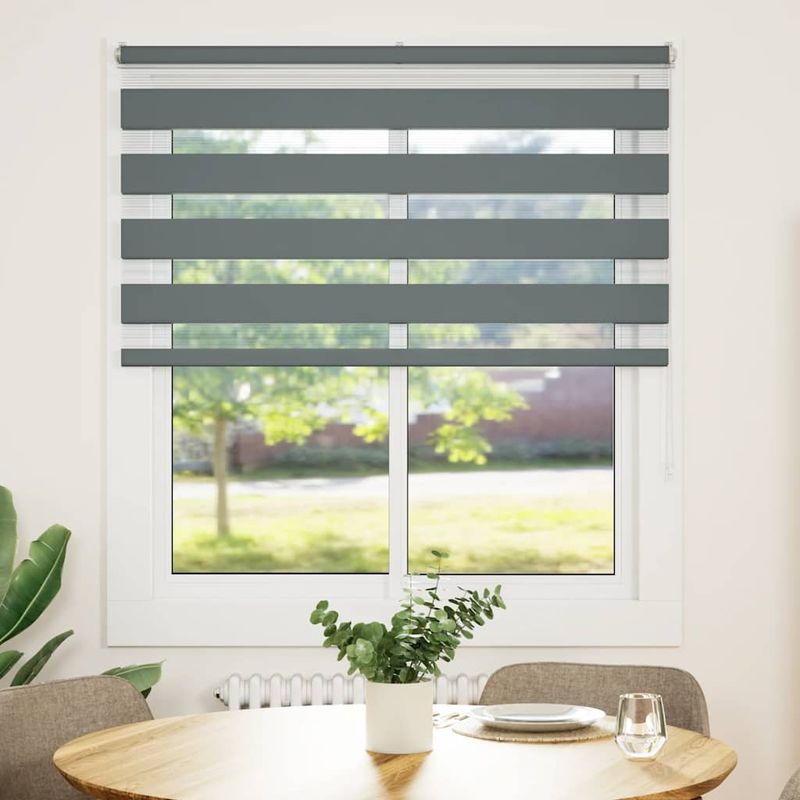Casa si Gradina - Textile si covoare - Rulouri si jaluzele - Jaluzea tip zebra gri inchis latime tesatura 120,9 cm poliester, mărime 125x150 cm - Infinity.ro
