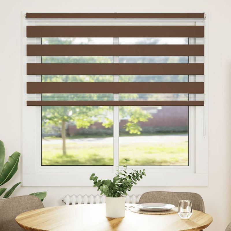 Casa si Gradina - Textile si covoare - Rulouri si jaluzele - Jaluzea tip zebra maro latime tesatura 135,9 cm poliester, mărime 140x100 cm - Infinity.ro