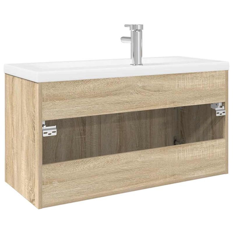 Casa si Gradina - Mobilier - Mobilier baie - Comode baie - Dulap pentru chiuveta de baie, lavoar incorporat, stejar sonoma - Infinity.ro