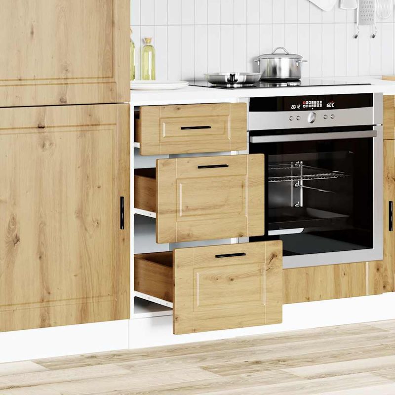 Casa si Gradina - Mobilier - Comode si corpuri - Corpuri bucatarie - Dulap de baza de bucatarie „Porto” din lemn de stejar artizanal, model 1x dulap inferior (3 sertare), mărime 40x46x81.5 cm - Infinity.ro