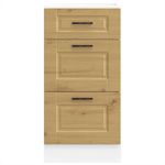 Casa si Gradina - Mobilier - Comode si corpuri - Corpuri bucatarie - Dulap de baza de bucatarie „Porto” din lemn de stejar artizanal, model 1x dulap inferior (3 sertare), mărime 40x46x81.5 cm - Infinity.ro