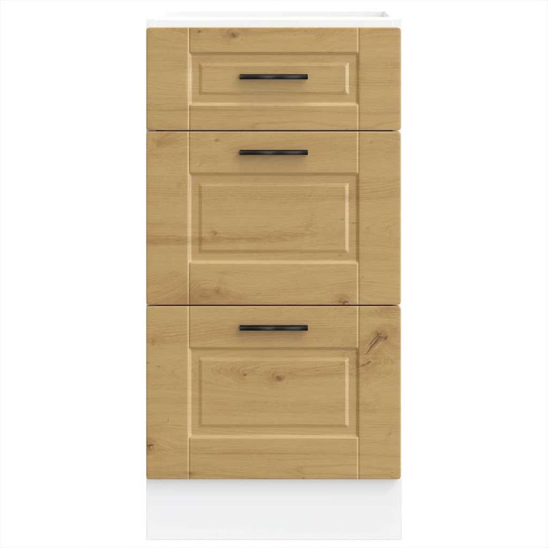 Casa si Gradina - Mobilier - Comode si corpuri - Corpuri bucatarie - Dulap de baza de bucatarie „Porto” din lemn de stejar artizanal, model 1x dulap inferior (3 sertare), mărime 40x46x81.5 cm - Infinity.ro