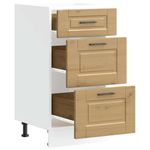 Casa si Gradina - Mobilier - Comode si corpuri - Corpuri bucatarie - Dulap de baza de bucatarie „Porto” din lemn de stejar artizanal, model 1x dulap inferior (3 sertare), mărime 40x46x81.5 cm - Infinity.ro