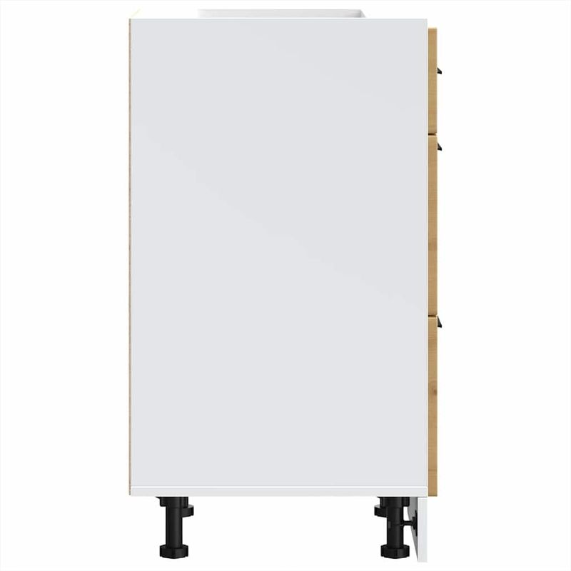 Casa si Gradina - Mobilier - Comode si corpuri - Corpuri bucatarie - Dulap de baza de bucatarie „Porto” din lemn de stejar artizanal, model 1x dulap inferior (3 sertare), mărime 40x46x81.5 cm - Infinity.ro