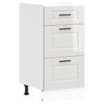 Casa si Gradina - Mobilier - Comode si corpuri - Corpuri bucatarie - Dulap baza de bucatarie „Porto” din lemn prelucrat alb lucios, mărime 40x46x81.5 cm, model 1x dulap inferior (3 sertare) - Infinity.ro
