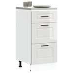 Casa si Gradina - Mobilier - Comode si corpuri - Corpuri bucatarie - Dulap baza de bucatarie „Porto” din lemn prelucrat alb lucios, mărime 40x46x81.5 cm, model 1x dulap inferior (3 sertare) - Infinity.ro