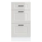Casa si Gradina - Mobilier - Comode si corpuri - Corpuri bucatarie - Dulap baza de bucatarie „Porto” din lemn prelucrat alb lucios, mărime 40x46x81.5 cm, model 1x dulap inferior (3 sertare) - Infinity.ro
