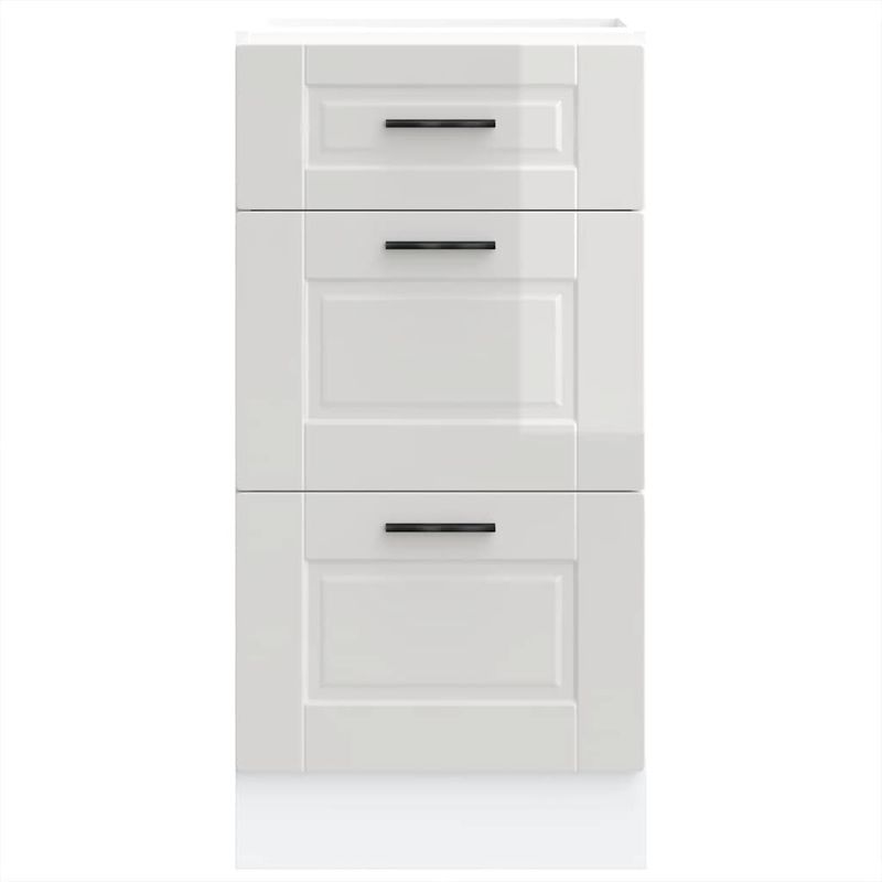Casa si Gradina - Mobilier - Comode si corpuri - Corpuri bucatarie - Dulap baza de bucatarie „Porto” din lemn prelucrat alb lucios, mărime 40x46x81.5 cm, model 1x dulap inferior (3 sertare) - Infinity.ro