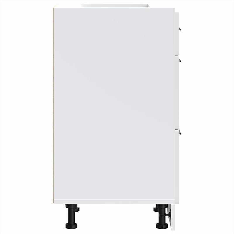 Casa si Gradina - Mobilier - Comode si corpuri - Corpuri bucatarie - Dulap baza de bucatarie „Porto” din lemn prelucrat alb lucios, mărime 40x46x81.5 cm, model 1x dulap inferior (3 sertare) - Infinity.ro