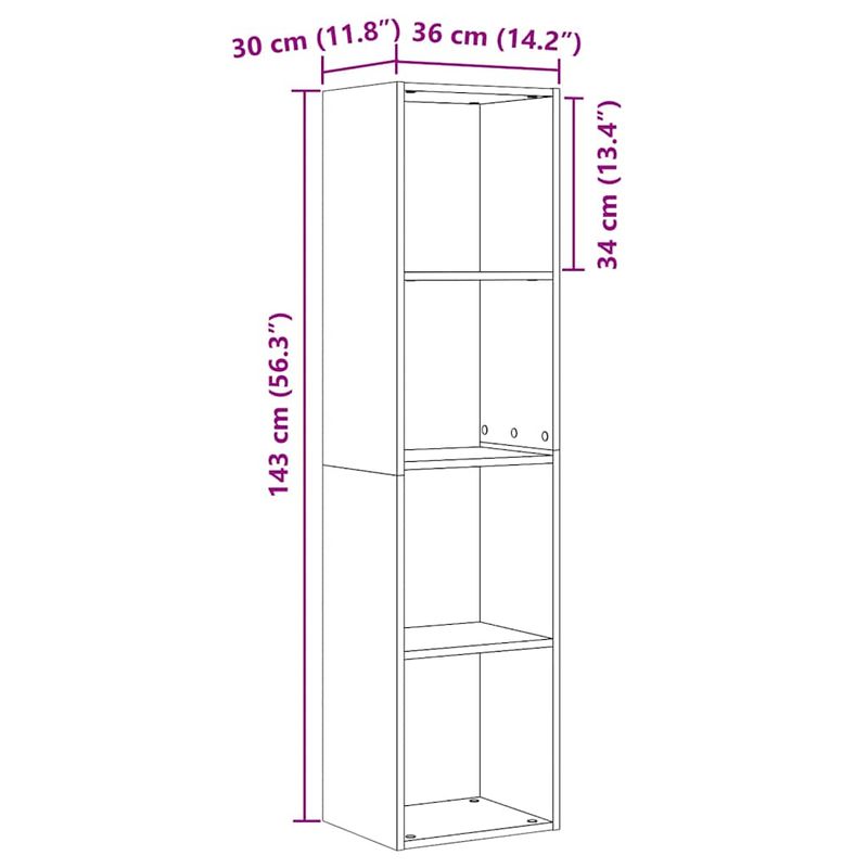 Casa si Gradina - Mobilier - Biblioteci si rafturi - Rafturi - Dulap cu carti/Dulap TV Lemn vechi 36x30x143cm Lemn prelucrat - Infinity.ro