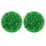 Casa si Gradina - Decoratiuni - Obiecte decorative - Plante artificiale - Mingi artificiale din lemn de cimis cu lumini LED 2 buc Verde - Infinity.ro