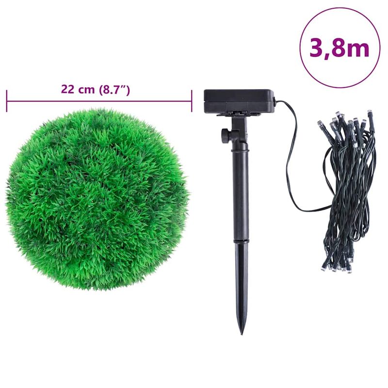 Casa si Gradina - Decoratiuni - Obiecte decorative - Plante artificiale - Mingi artificiale din lemn de cimis cu lumini LED 2 buc Verde - Infinity.ro