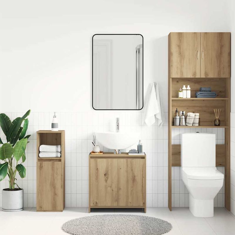 Casa si Gradina - Mobilier - Mobilier baie - Comode baie - Dulap chiuveta baie, stejar artizanal 65x33x60cm lemn prelucrat - Infinity.ro