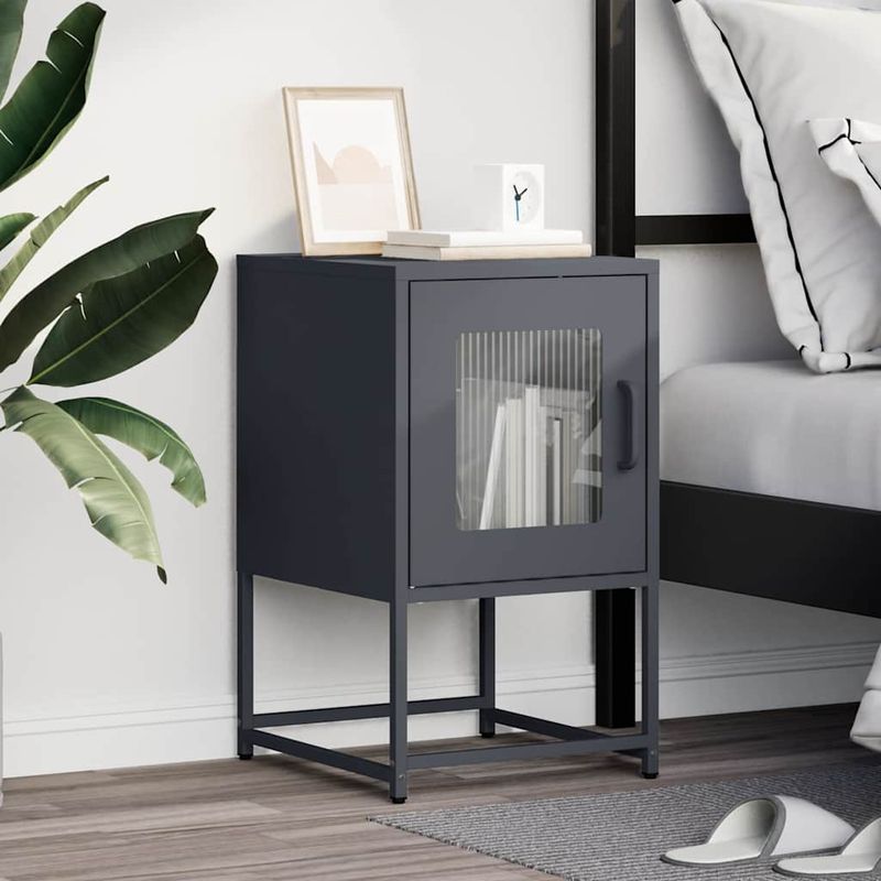 Casa si Gradina - Mobilier - Comode si corpuri - Noptiere - Noptiera, antracit, 36x39x60,5 cm, otel laminat la rece - Infinity.ro