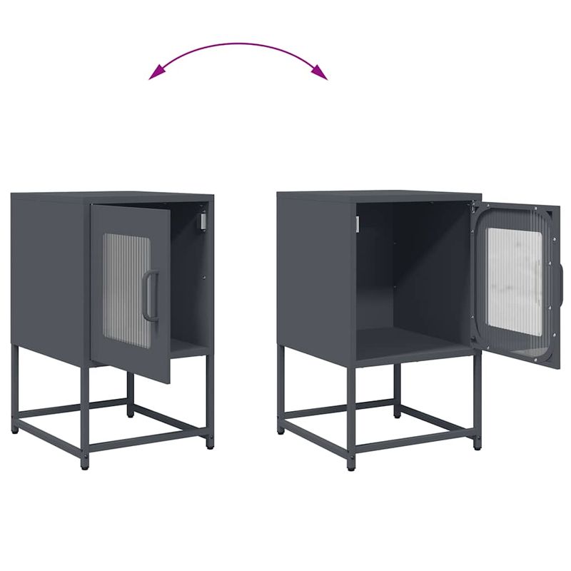 Casa si Gradina - Mobilier - Comode si corpuri - Noptiere - Noptiera, antracit, 36x39x60,5 cm, otel laminat la rece - Infinity.ro