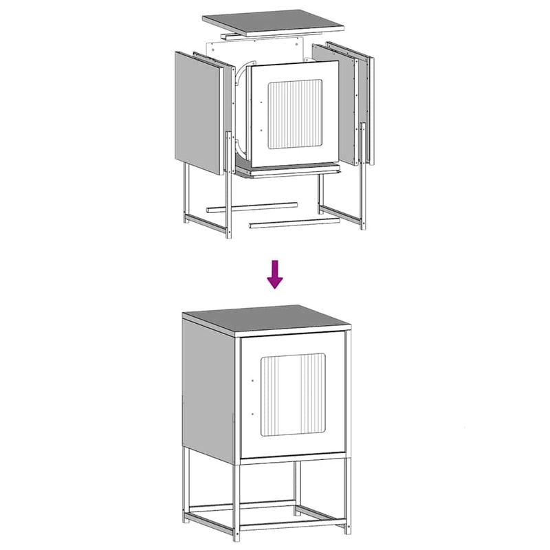 Casa si Gradina - Mobilier - Comode si corpuri - Noptiere - Noptiera, antracit, 36x39x60,5 cm, otel laminat la rece - Infinity.ro