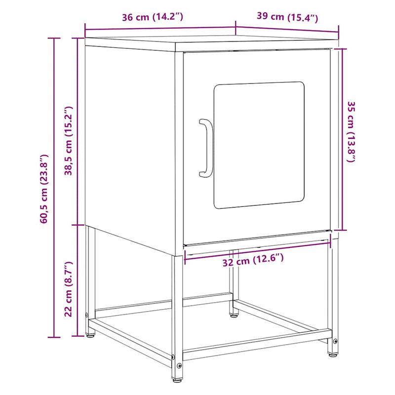 Casa si Gradina - Mobilier - Comode si corpuri - Noptiere - Noptiera, antracit, 36x39x60,5 cm, otel laminat la rece - Infinity.ro