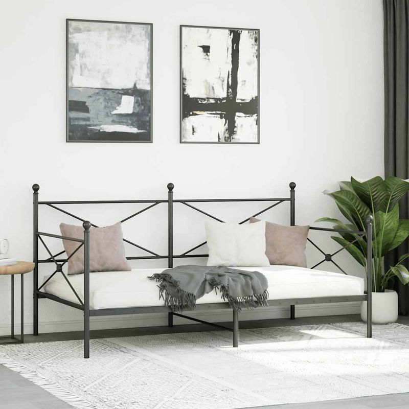 Casa si Gradina - Mobilier - Paturi si accesorii - Paturi - Pat de zi fara saltea Negru 100x190 cm Otel - Infinity.ro