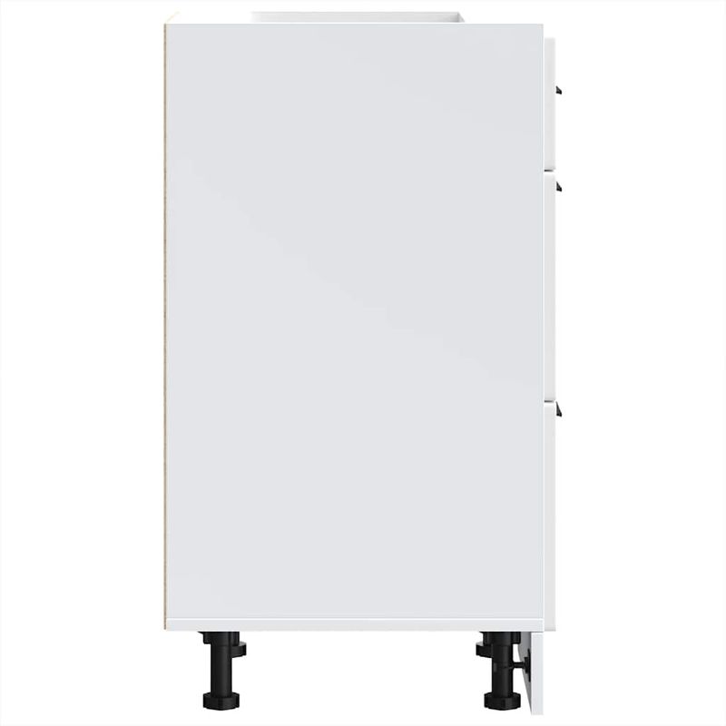 Casa si Gradina - Mobilier - Comode si corpuri - Corpuri bucatarie - Dulap de baza de bucatarie „Porto” din lemn prelucrat alb, model 1x dulap inferior (3 sertare), mărime 40x46x81.5 cm - Infinity.ro