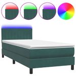 Casa si Gradina - Mobilier - Paturi si accesorii - Paturi - Pat box spring cu saltea, verde inchis, 80x220 cm, catifea - Infinity.ro