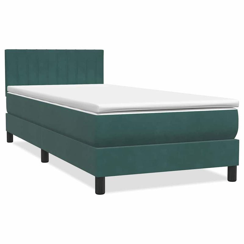 Casa si Gradina - Mobilier - Paturi si accesorii - Paturi - Pat box spring cu saltea, verde inchis, 80x220 cm, catifea - Infinity.ro